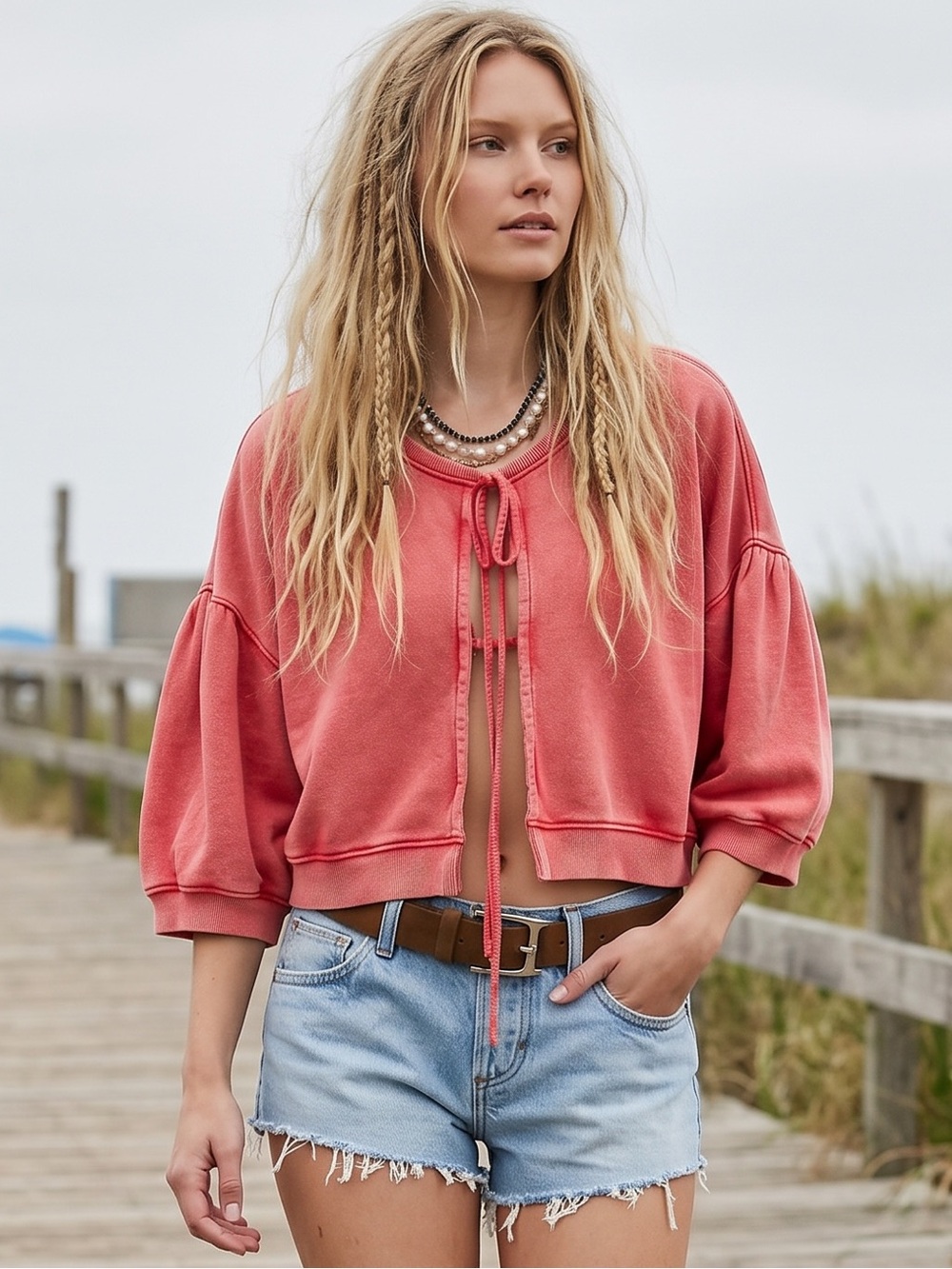 Free People Bohemian Cape Me Cozy Cardi Sweatshirt Cardigan Size XL NWT
